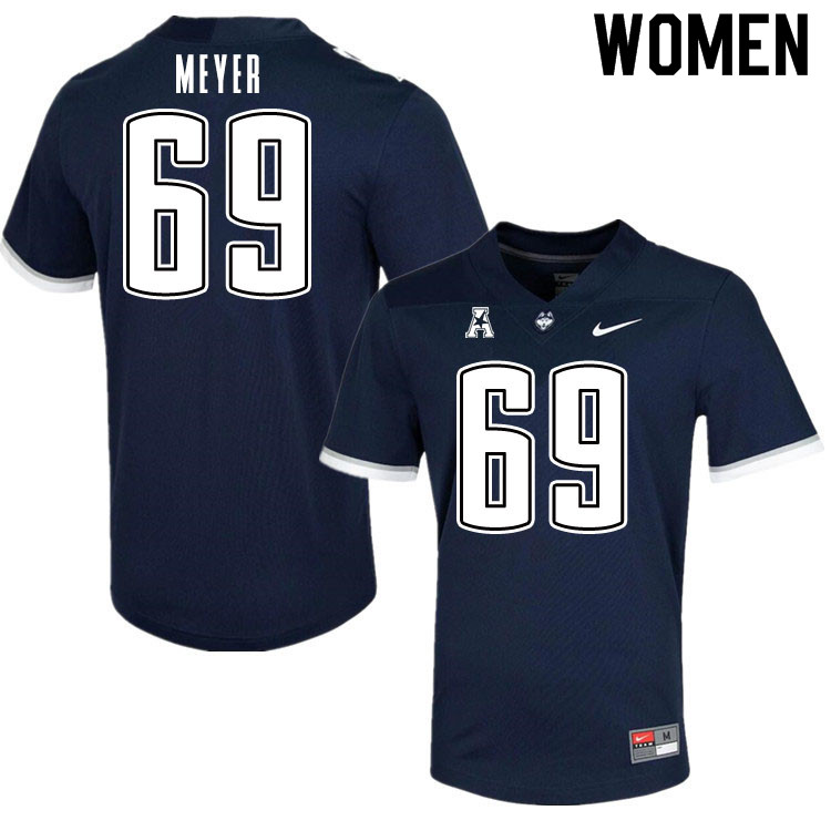 Women #69 Will Meyer Uconn Huskies College Football Jerseys Sale-Navy